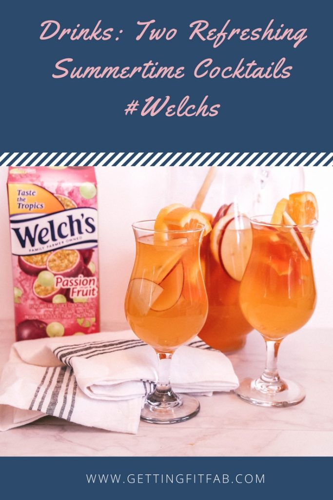 #ad| Are you channeling Summertime like I am?! If we take all of our collective thoughts and will warmer weather to come it'll come! Plus these two delicious drinks I made with Welch's Refrigerated Cocktail in Passion Fruit. #Welchs #Drinks #Cocktails