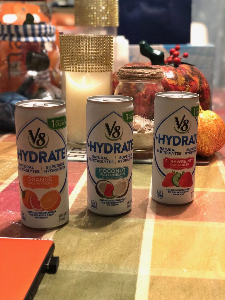 Stay on track during the holiday season with #V8HYDRATE! The natural electrolytes from vegetables will help you recharge during those long shopping trips. #ad #DrinkUp @V8