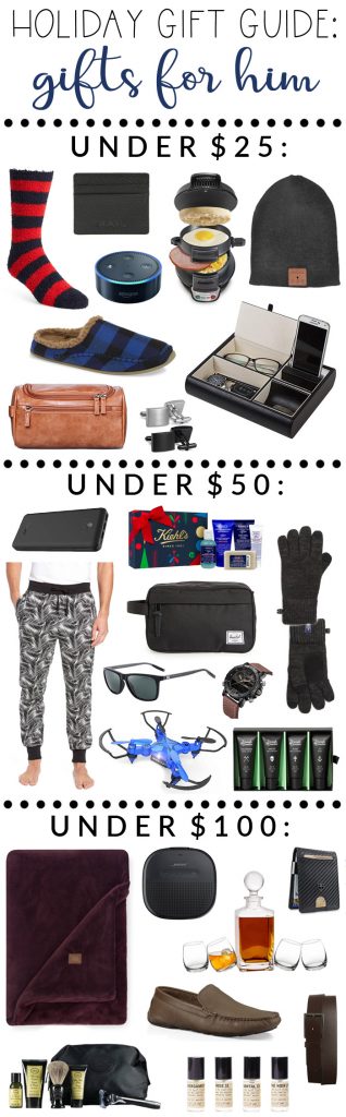 Holiday Gift Guide: Best Gifts for Him Under $25/$50/$100. For the man in your life that has everything and "doesn't need" anything. #GFFHolidayGiftGuide