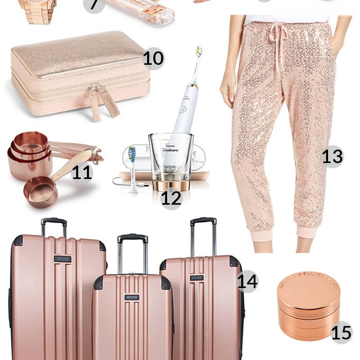 Holiday Gift Guide: Best Rose Gold Gifts! Rose Gold is such a pretty color, and it's so on trend. Another great set of options for that woman in your life! #GFFHolidayGiftGuide