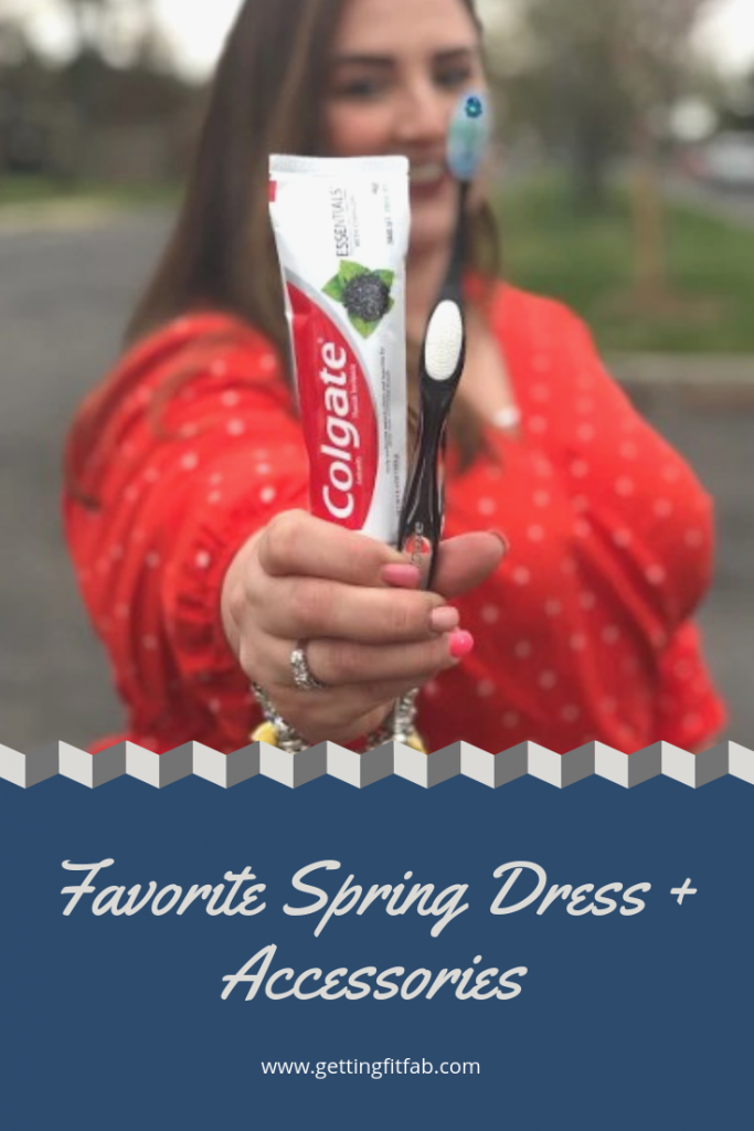 #ad| Are you ready for Spring!? I’m sharing my favorite dress and accessories, you’ll never guess the last one! New Colgate Essentials Toothpaste with Charcoal from Walmart! @Colgate #ColgatePartner #ColgateEssentials